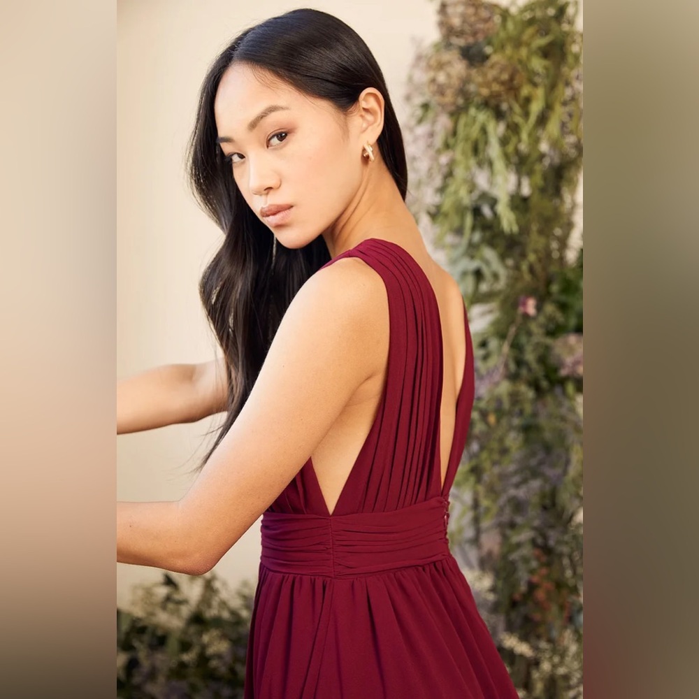 Lulus Small Heavenly Hues Burgundy Maxi Dress - Picture 3 of 4